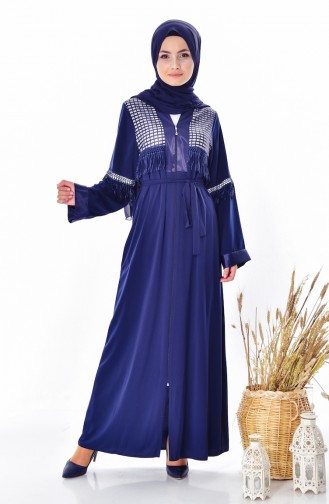 Tasseled Abaya 7757-03 Navy Blue 7757-03