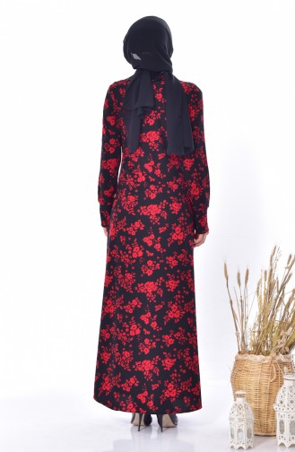Patterned Dress 0198-04 Black Red 0198-04