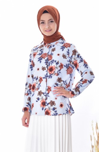Floral Shirt 7714-03 Baby Blue 7714-03
