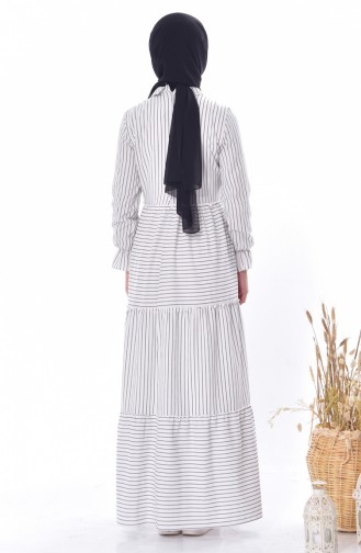 Striped Lace-up Dress 1373-02 White 1373-02