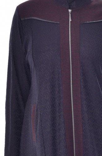 Large Size Jacquard Overcoat 4365B-02 Plum 4365B-02