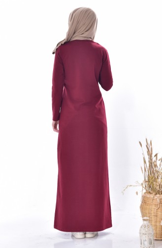 Claret Red Hijab Dress 2977-04