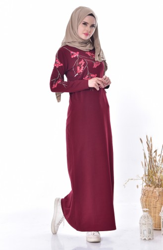 Claret Red Hijab Dress 2977-04