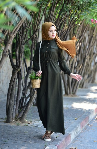 Khaki Hijab Dress 1240-02