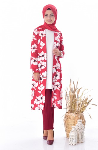 Cape a Motifs Fleurs 0241-01 Rouge 0241-01