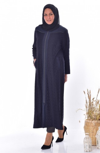 Übergröße Jacquard Hijab Mantel 4365-03 Dunkelblau 4365-03