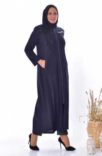 Übergröße Jacquard Hijab Mantel 4365B-03 Dunkelblau 4365B-03