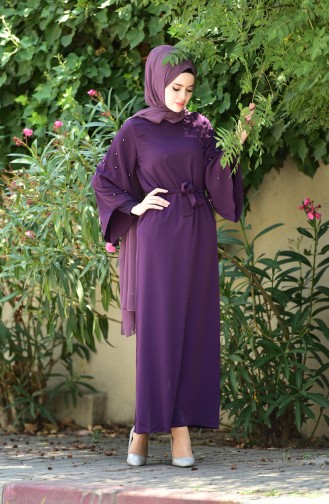 Spanish Sleeve Pearl Dress 1001-01 Purple 1001-01