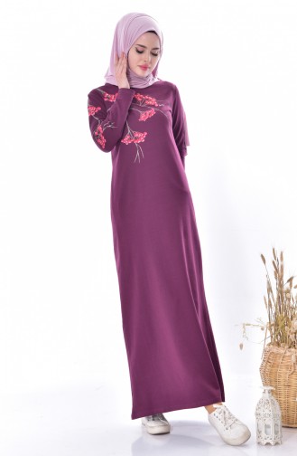 Plum Hijab Dress 2977-08