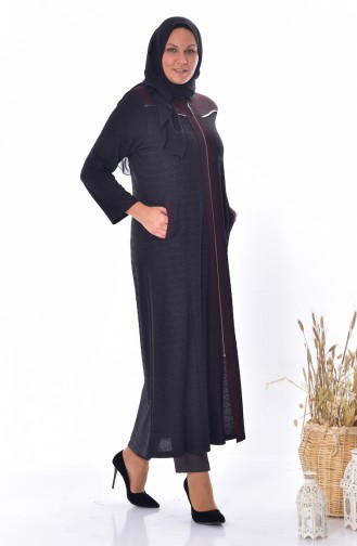 Large Size Jacquard Overcoat 4365B-04 Black 4365B-04