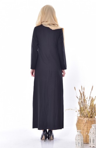 Schwarz Hijab Kleider 2916A-01