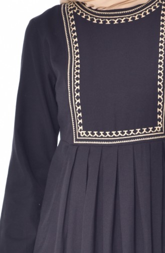 TUBANUR Embroidered Pocket Pleated Dress 2916A-01 Black 2916A-01