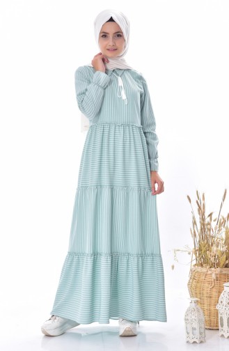 Striped Lace-up Dress 1373-03 Water Green 1373-03