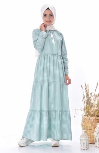 Gestreiftes Kleid mit Schnürer 1373-03 Wasssergrün 1373-03