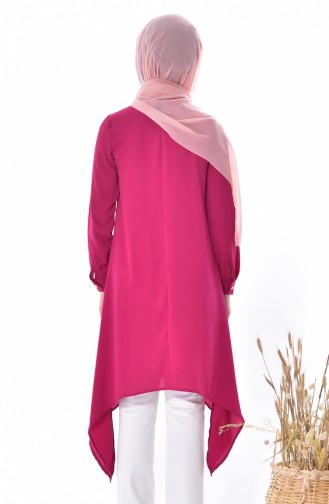 Kravat Detaylı Tunik 4876-14 Fuşya 4876-14