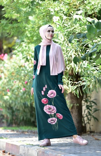 Emerald Green Hijab Dress 2919A-01