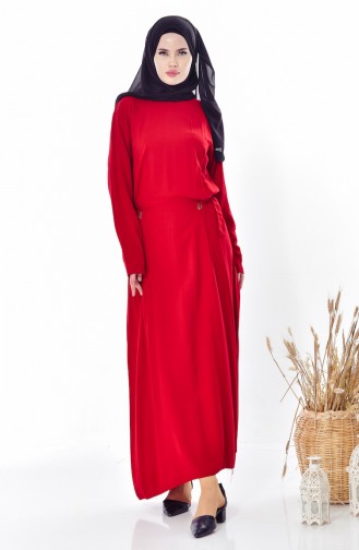 ايلميك فستان بتصميم رباط على الجانب 5181-06 لون خمري 5181-06
