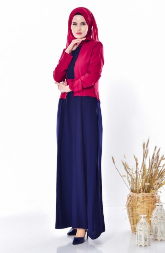 Claret Red Hijab Dress 5739-04