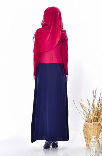 فستان بتصميم موصول بجاكيت 5739-04 لون خمري 5739-04