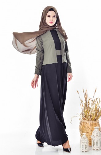 Khaki Hijab Kleider 5739-06