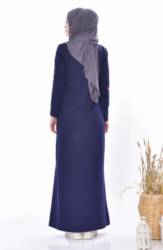 Navy Blue Hijab Dress 2977-02