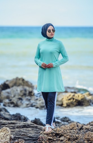 Hijab Badeanzug mit Patchwork 1857-02 Minzenblau 1857-02