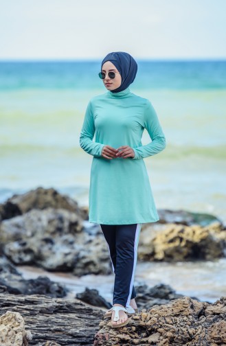 Hijab Badeanzug mit Patchwork 1857-02 Minzenblau 1857-02