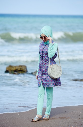 Minzengrün Hijab Badeanzug 1871-01