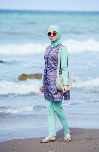 Minzengrün Hijab Badeanzug 1871-01