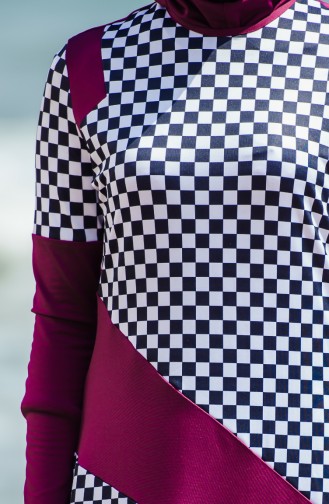 Checkered Swimsuit 1851-01 Plum 1851-01