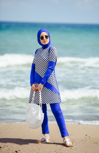 Kariertte Hijab Badeanzug 1851-02 Saks 1851-02