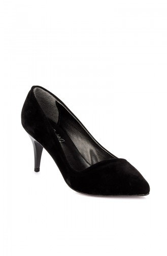 Kadın Topuklu Ayakkabı A11901-17-02 Siyah Nubuk