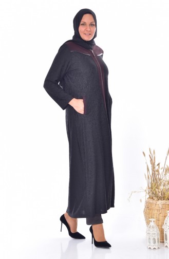 Large Size Jacquard Overcoat 4365A-04 Black 4365A-04