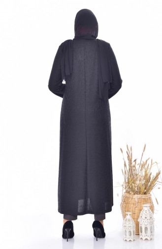 Übergröße Jacquard Hijab Mantel 4365A-04 Schwarz 4365A-04
