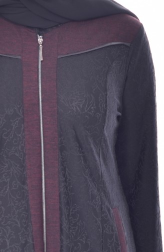 Large Size Jacquard Overcoat 4365A-04 Black 4365A-04