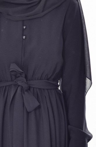 Kuşaklı Büzgülü Elbise 28300-01 Siyah