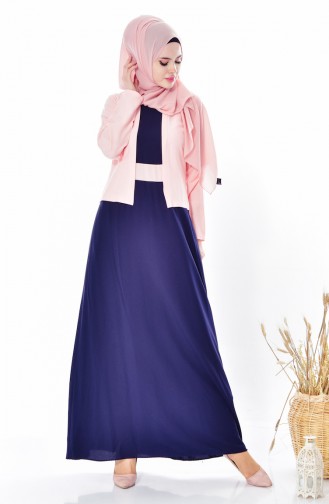 فستان بتصميم من قطعتين  5739-05 لون مشمشي 5739-05