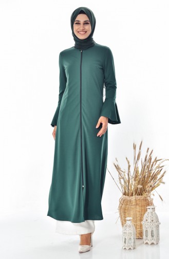 عباءة بتصميم أكمام واسعة 3313-02 لون أخضر 3313-02