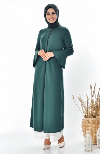 Abaya Manches Volantes 3313-02 Vert 3313-02