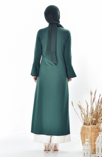 Abaya Manches Volantes 3313-02 Vert 3313-02