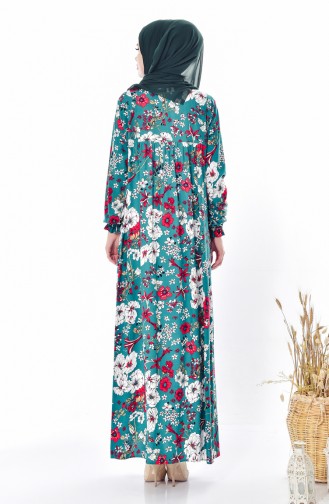 Robe a Motifs Fleurs 4005B-03 Vert 4005B-03