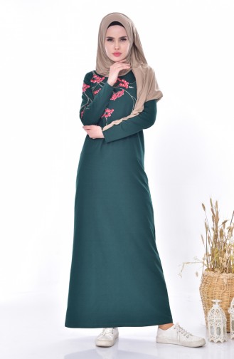 Emerald Green Hijab Dress 2977-09