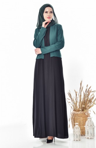 Takım Görünümlü Elbise 5739-02 Zümrüt Yeşili