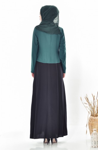 فستان بتصميم موصول بجاكيت 5739-02 لون اخضر زُمردي 5739-02