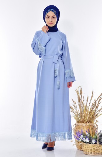 Babyblau Hijab Kleider 4014-03