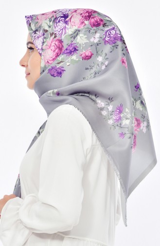 Digital Printed Taffeta Scarf 95207-06 Gray 06