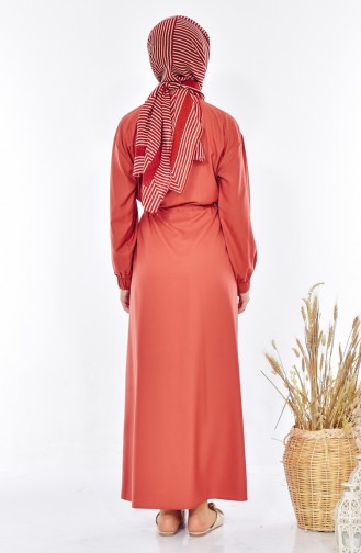 Brick Red Hijab Dress 5126-03