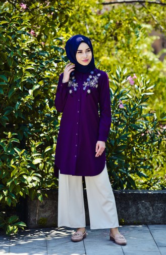 Embroidered Tunic 1250-04 Plum 1250-04