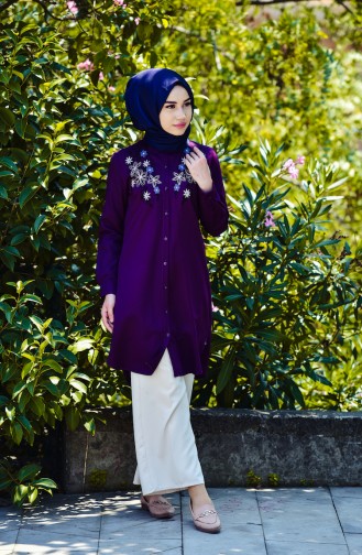 Embroidered Tunic 1250-04 Plum 1250-04