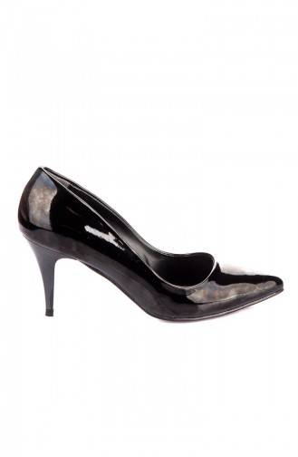 Kadın Topuklu Ayakkabı A11905-17-02 Siyah Rugan